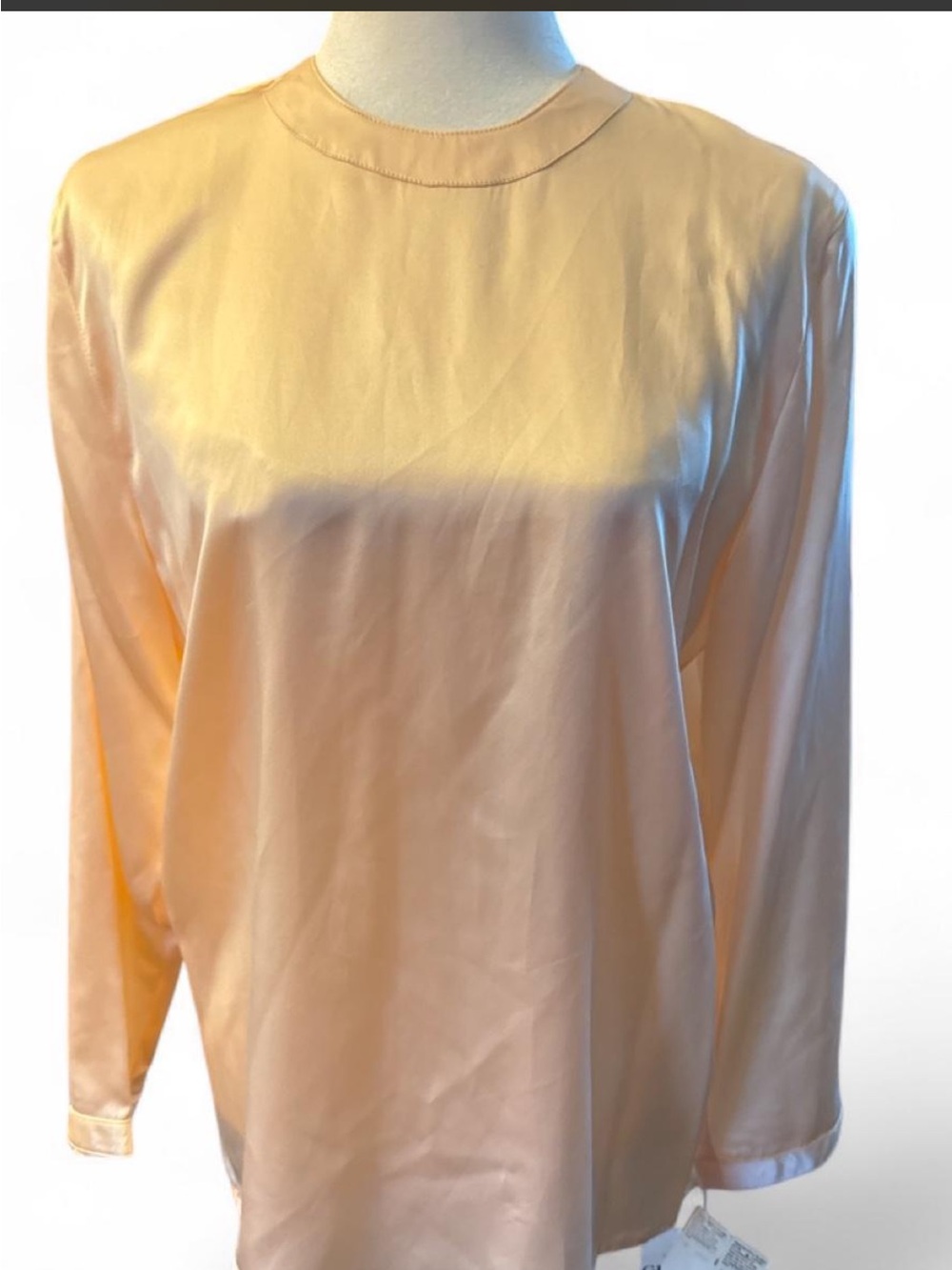 Gianni Women's Long-Sleeve 100% silk Crewneck Top - Peach NWT